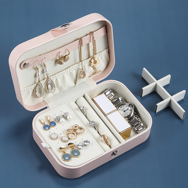 Aesthetically Organized Portable Multi-layer Jewelry Necklace Earrings Cosmetics Storage Box for Travel