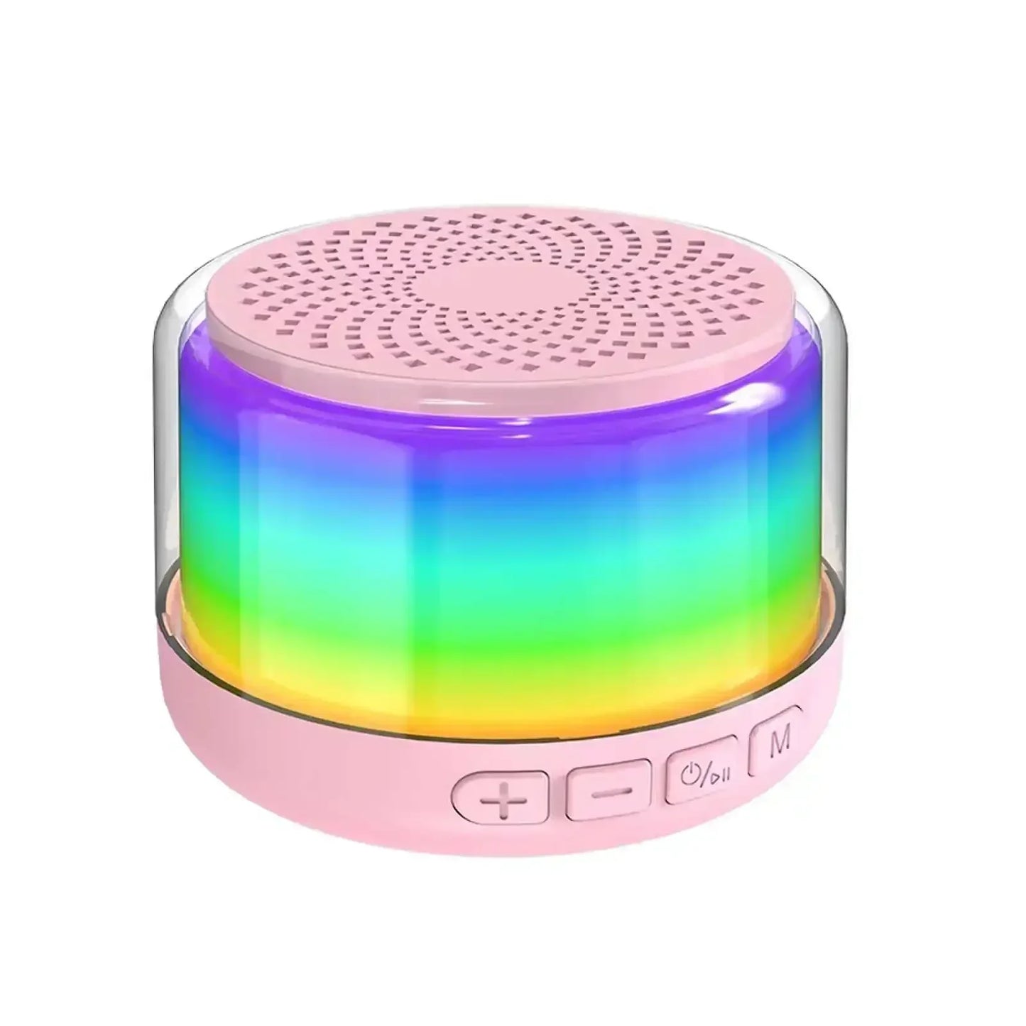 Pink LED Light Bluetooth Speaker Rich Sound 3D Stereo Surround Sound Column Wireless Bluetooth Speaker Suitable for Riding