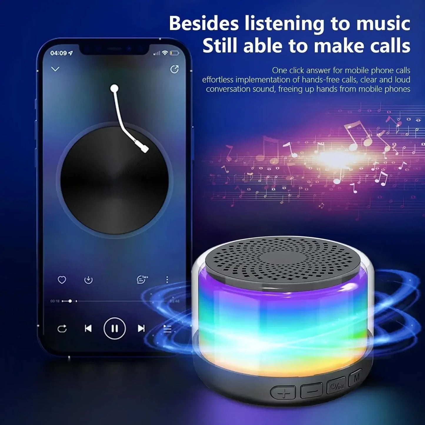Pink LED Light Bluetooth Speaker Rich Sound 3D Stereo Surround Sound Column Wireless Bluetooth Speaker Suitable for Riding