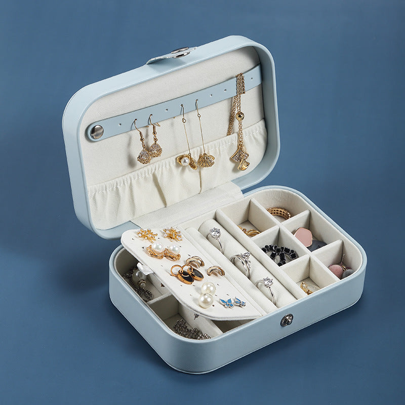 Aesthetically Organized Portable Multi-layer Jewelry Necklace Earrings Cosmetics Storage Box for Travel
