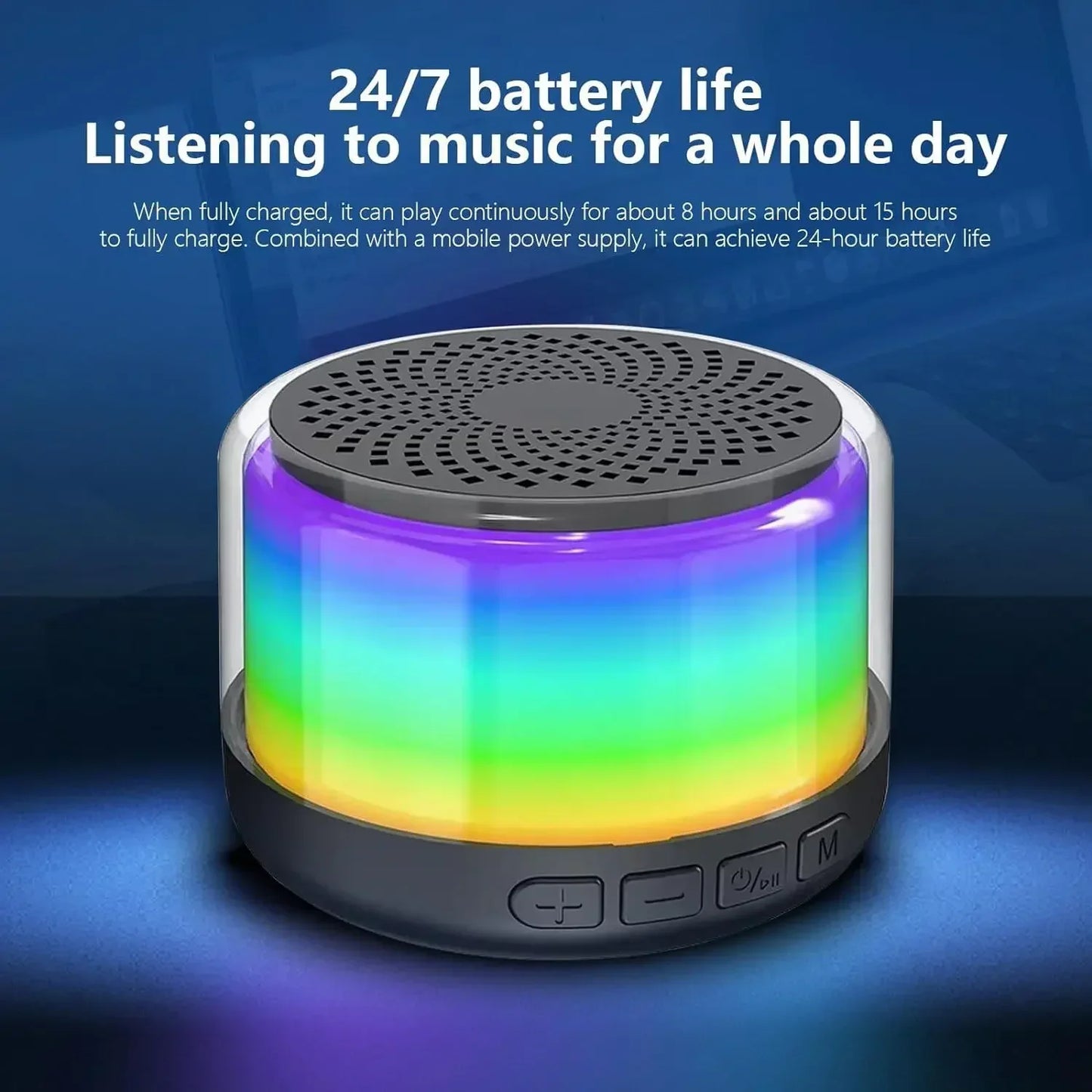 Pink LED Light Bluetooth Speaker Rich Sound 3D Stereo Surround Sound Column Wireless Bluetooth Speaker Suitable for Riding