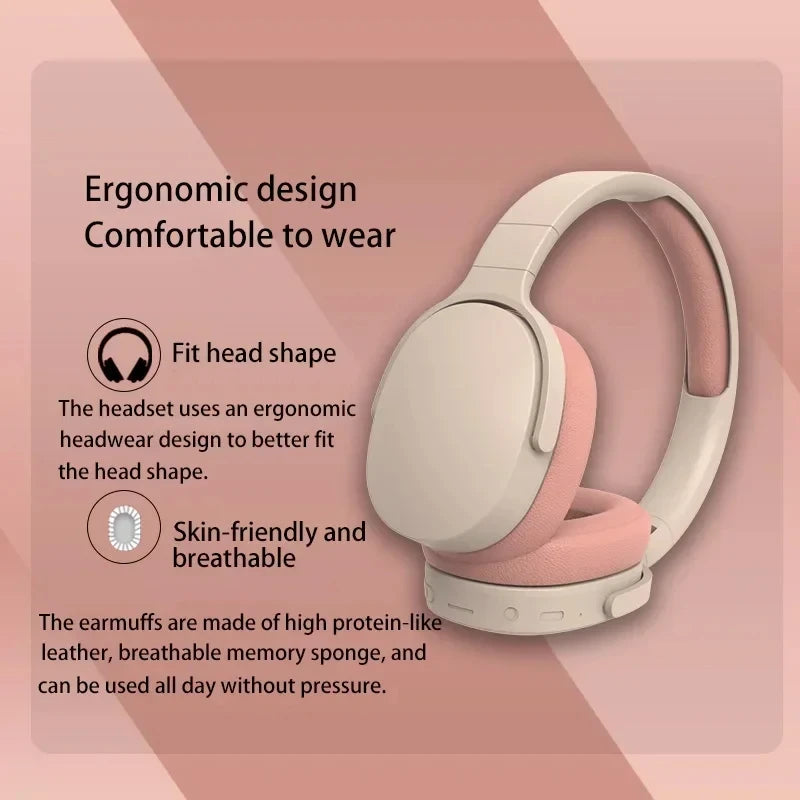 Wireless Bluetooth 5.3 Headphones Over Ear HIFI Stereo Headsets True Sports With Earphones TF/AUX Music Player With Mic