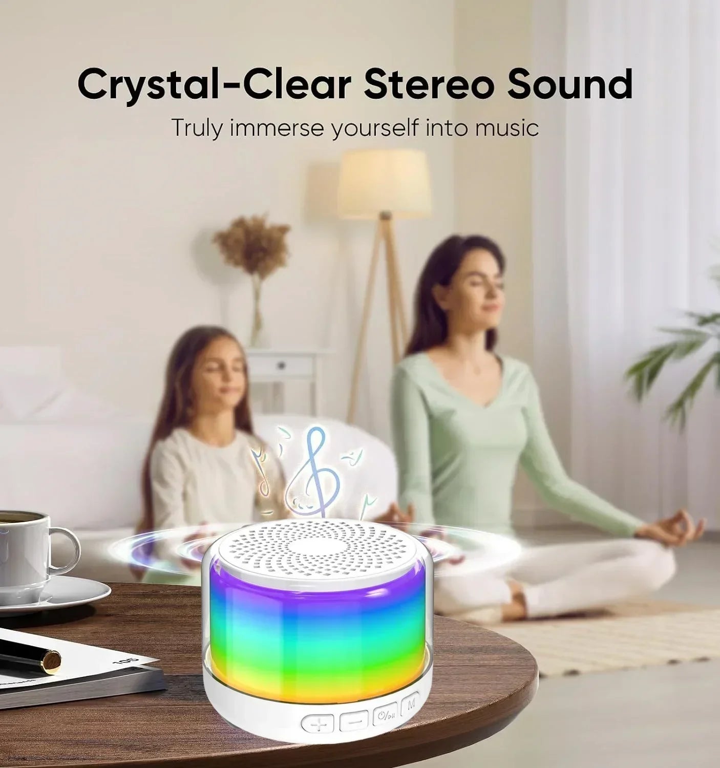 Pink LED Light Bluetooth Speaker Rich Sound 3D Stereo Surround Sound Column Wireless Bluetooth Speaker Suitable for Riding