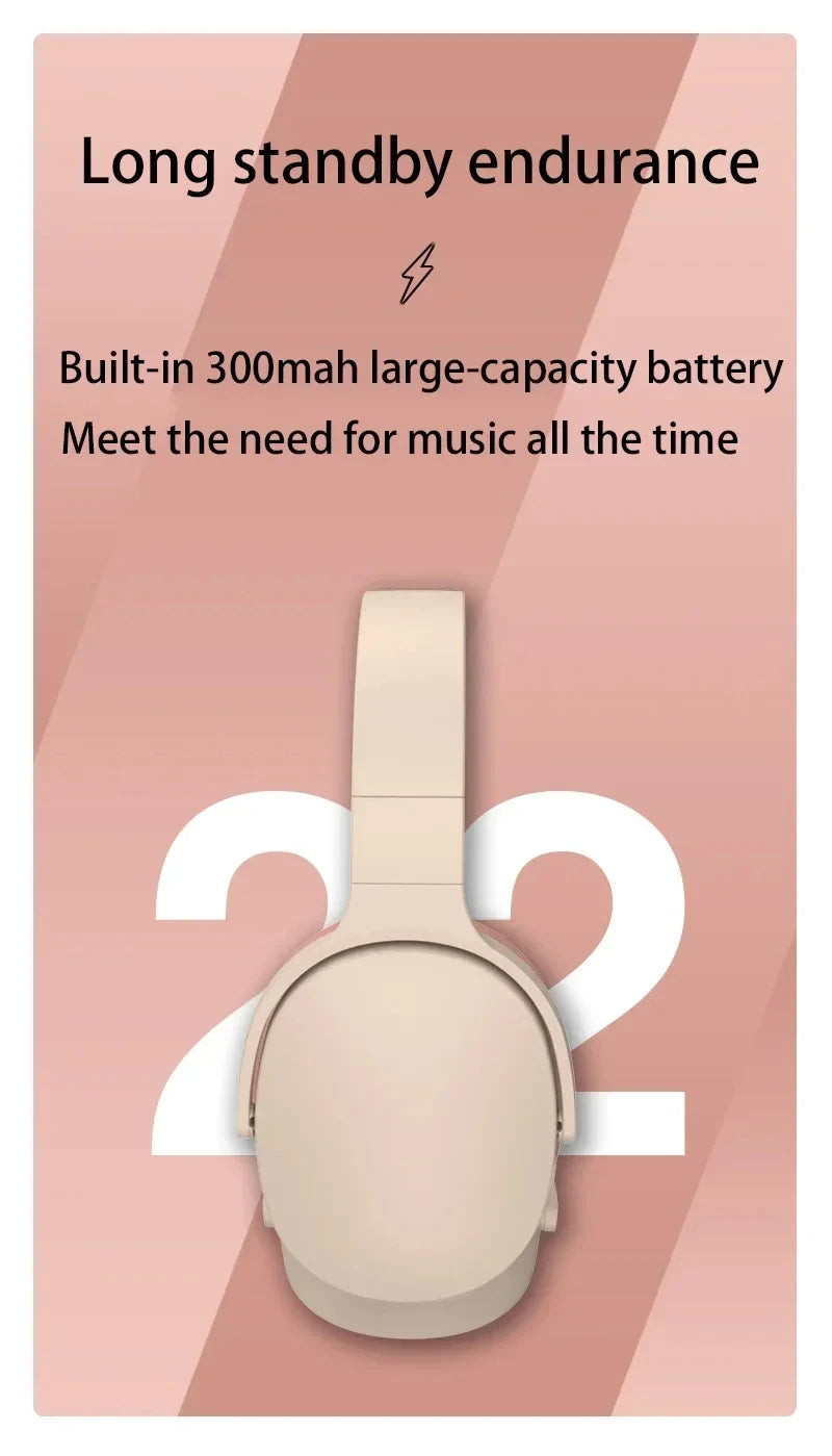 Wireless Bluetooth 5.3 Headphones Over Ear HIFI Stereo Headsets True Sports With Earphones TF/AUX Music Player With Mic
