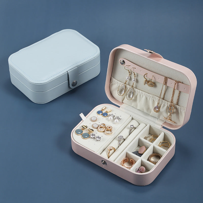 Aesthetically Organized Portable Multi-layer Jewelry Necklace Earrings Cosmetics Storage Box for Travel